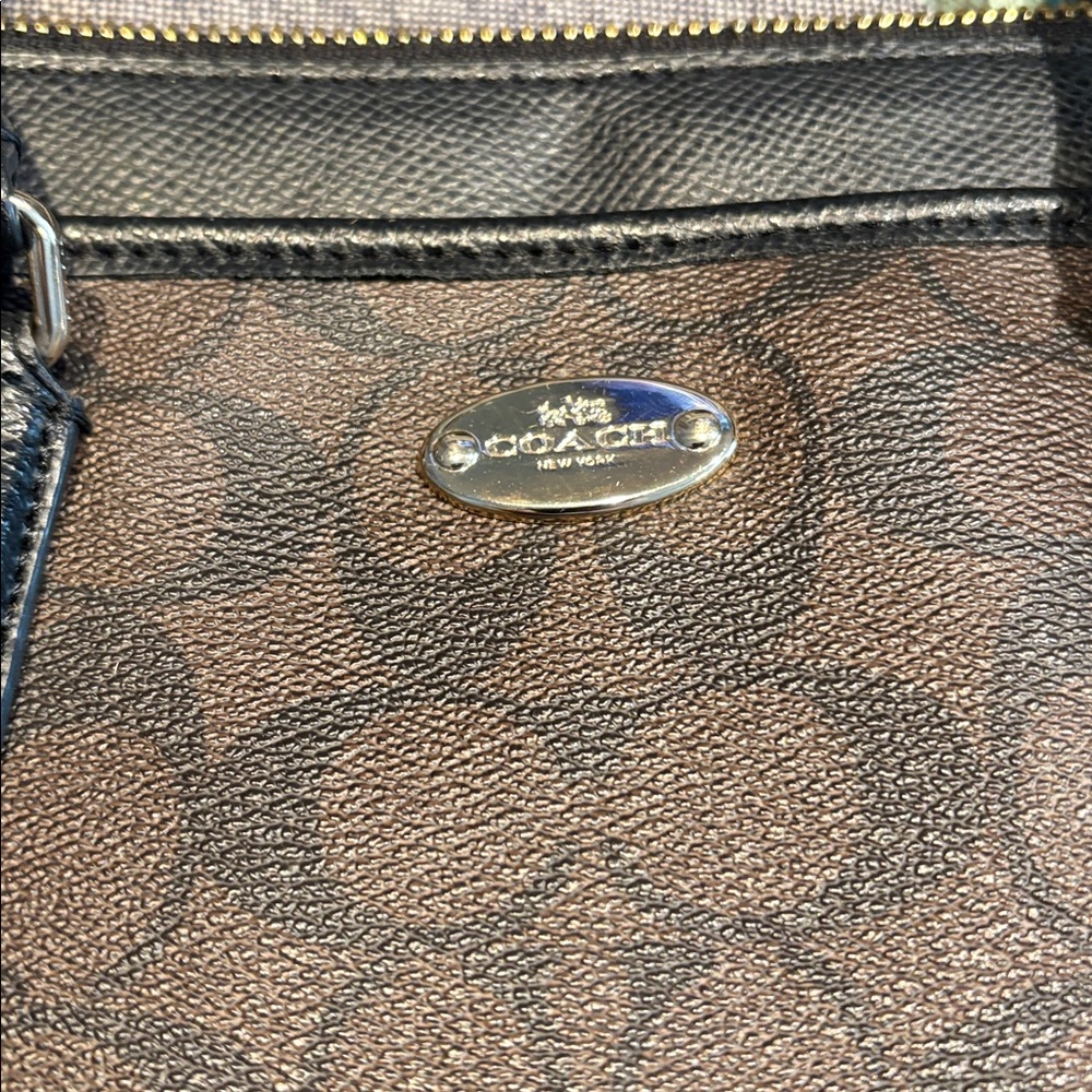 Coach Morgan Signature Satchel Brown Black Crossbody Handbag - Picture 4 of 10